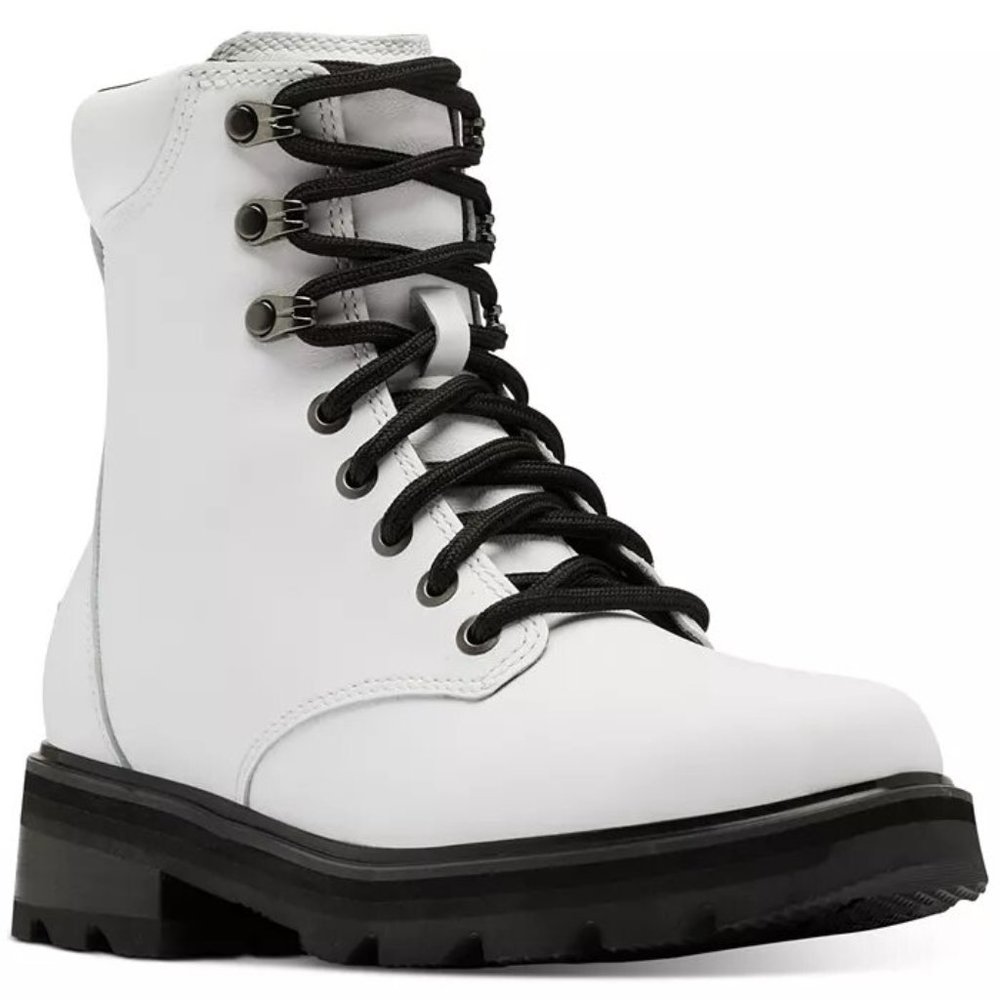 Sorel Lennox White Lace Leather Waterproof Ankle Short Boots Bootie Shoes NEW